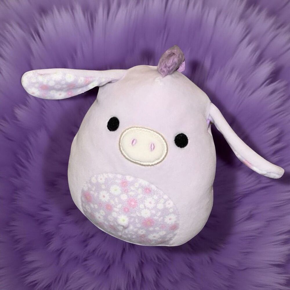 2023 Squishmallows Delzi the Purple Easter Floral Belly Plush Donkey 5" P42